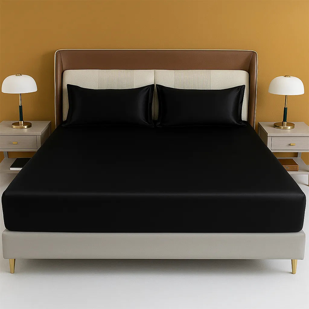 Sabanas Bajera de Satén Super Suave con 2 Fundas de Regalo