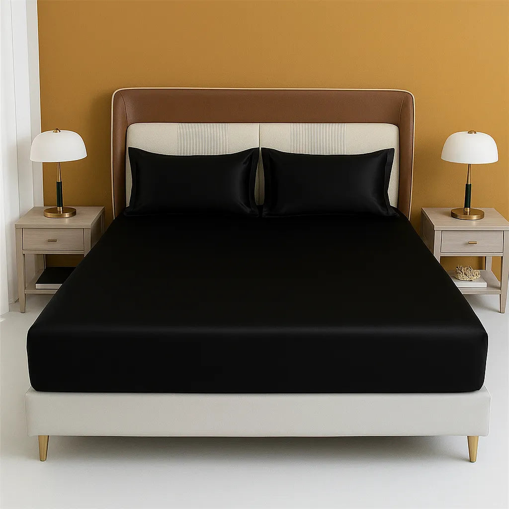 Sabanas Bajera de Satén Super Suave con 2 Fundas de Regalo