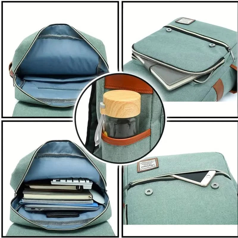 Mochila Canvas 16 Pulgadas con Varios Compartimientos