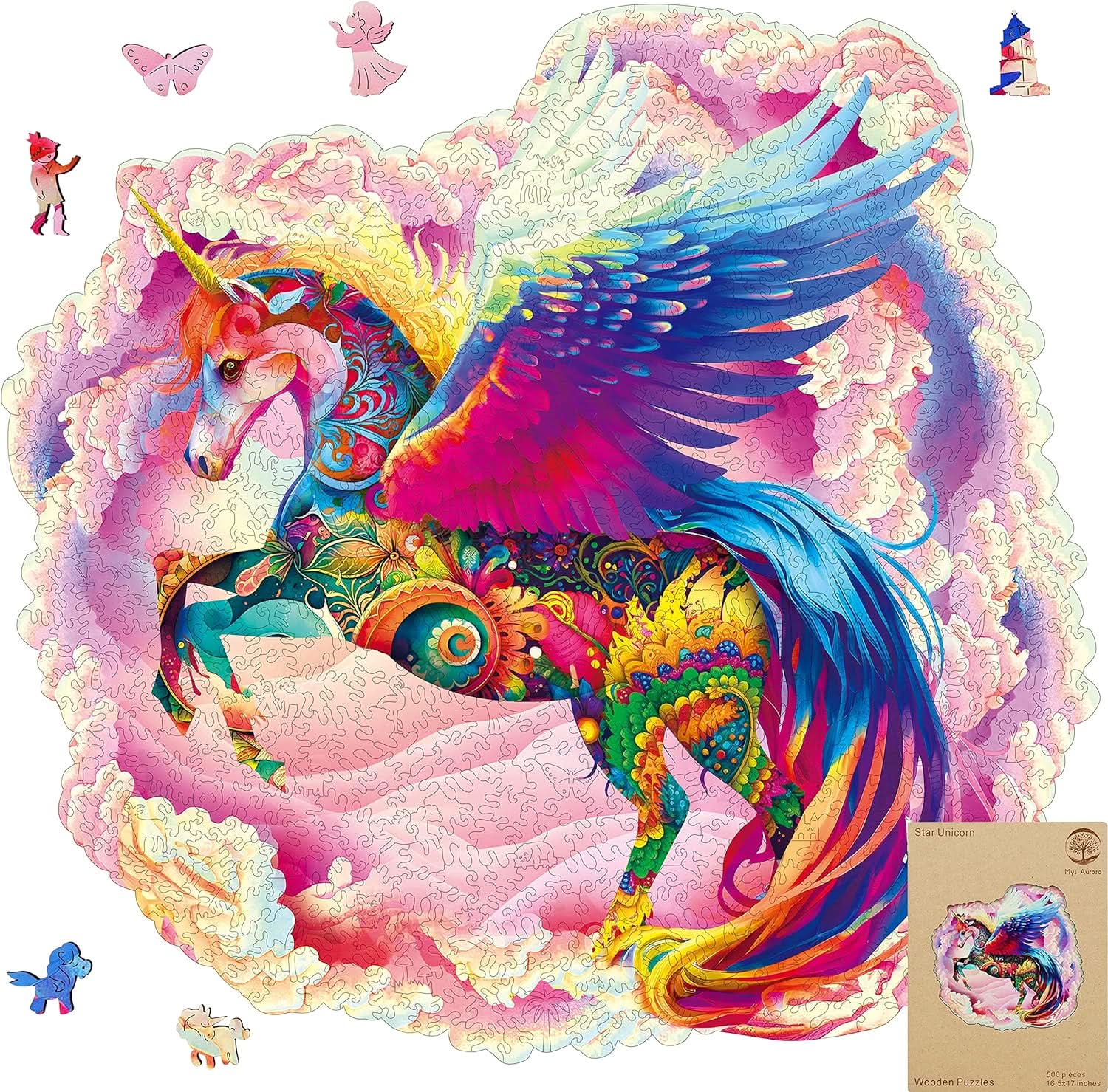 Puzzle de Madera de 300 Piezas Diseño Unicornio