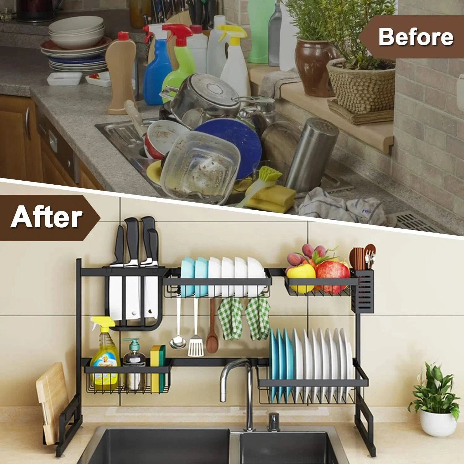 Escurridor de Platos Estructural 2 Pisos Premium para Mesada