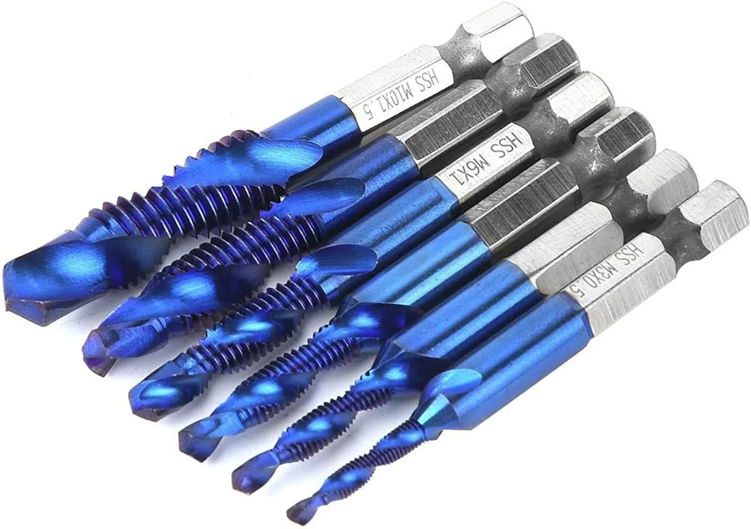 Set de 6 Brocas de Titanio con Estriado