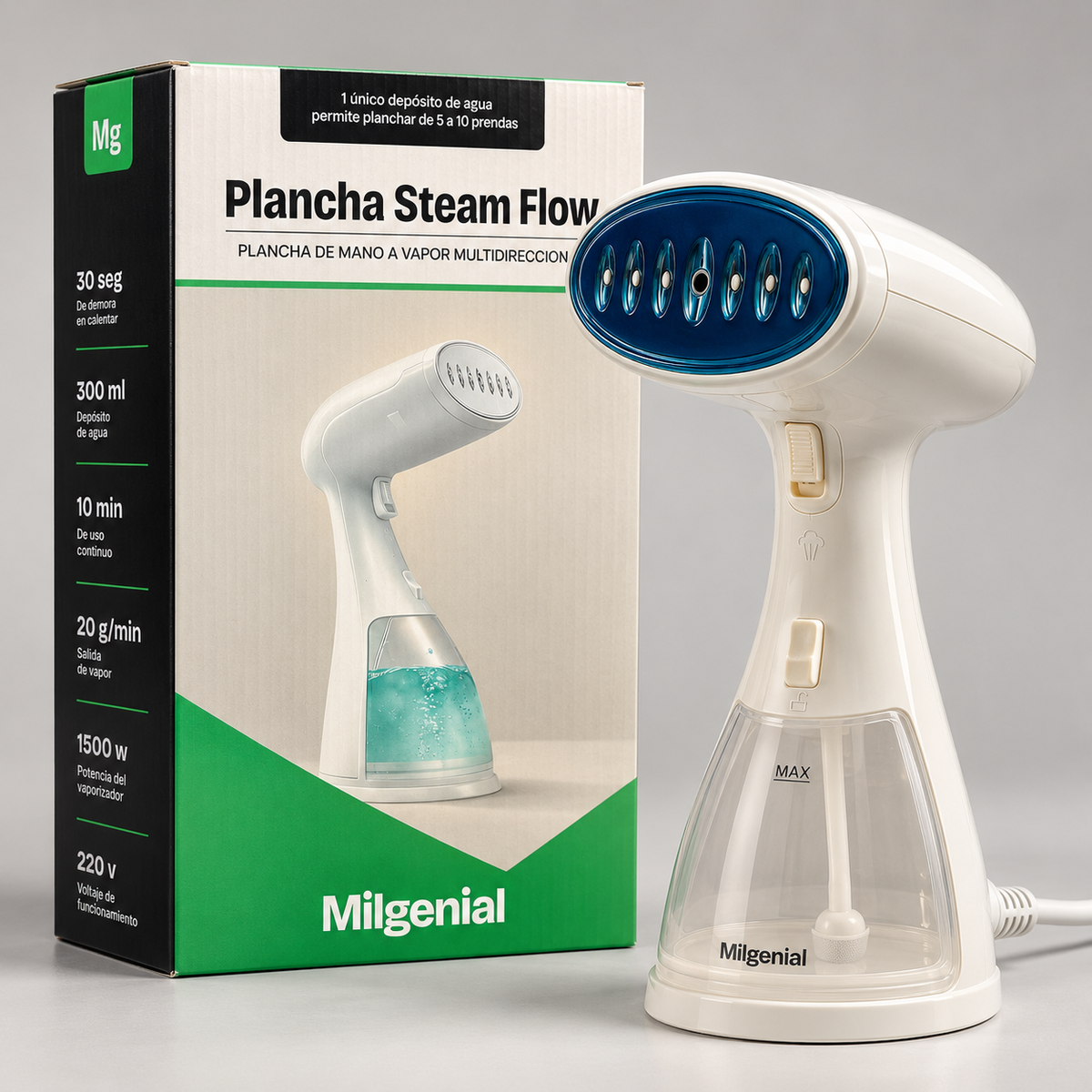 Plancha a Vapor Vertical Steam Flow Marca MilGenial