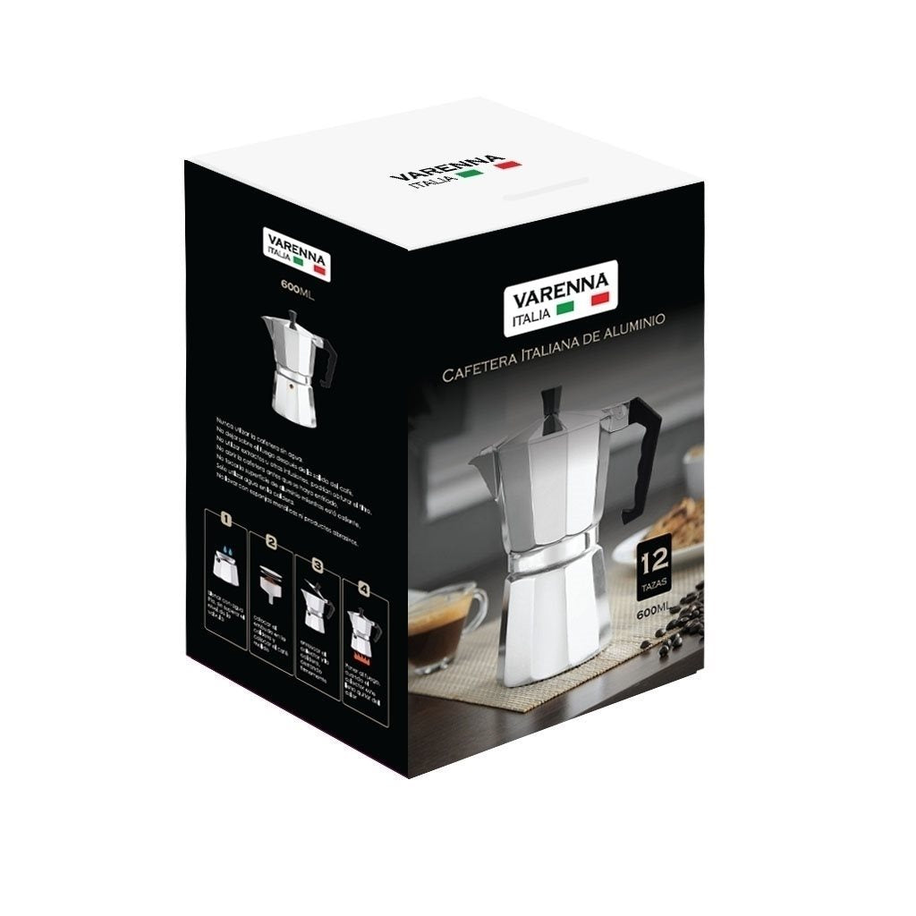 Cafetera Italiana Aluminio 600ml 12t Plata Varenna