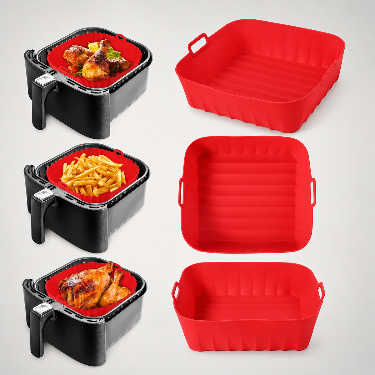 Bandeja Cuadrada de Silicona para Freidora Electrica Air Fry