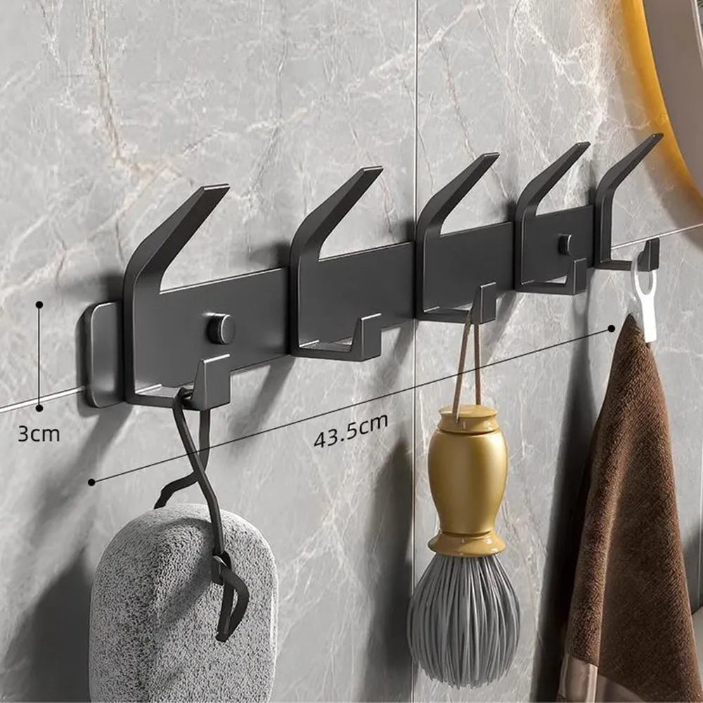 Set de 2 Perchero de Aluminio con 5 Ganchos Terminación Mate