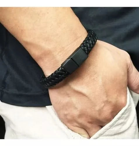 Pulsera INTERTWINED de Cuero y Metal