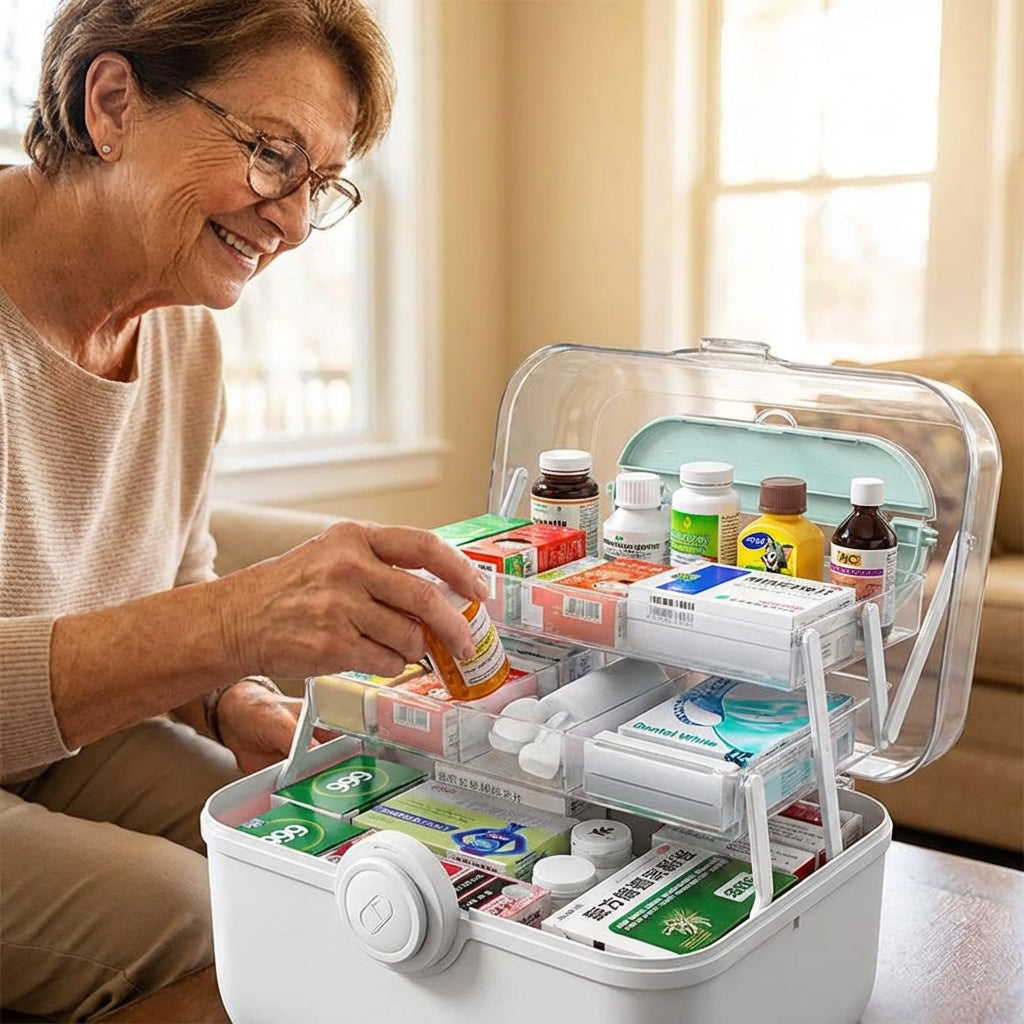 Contenedor Bucket Organizador de Medicamentos 3 Divisiones