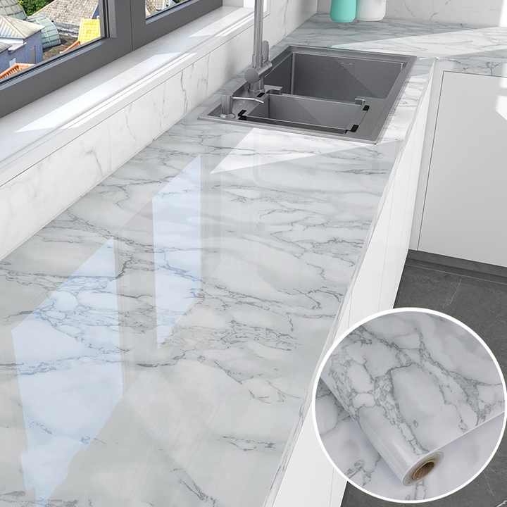 Papel Adhesivo Simil Marmol Impermeable Milhome 10mts