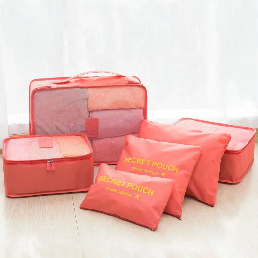 Set de 6 Bolsas Organizadoras para Viajes Varios Tamaños