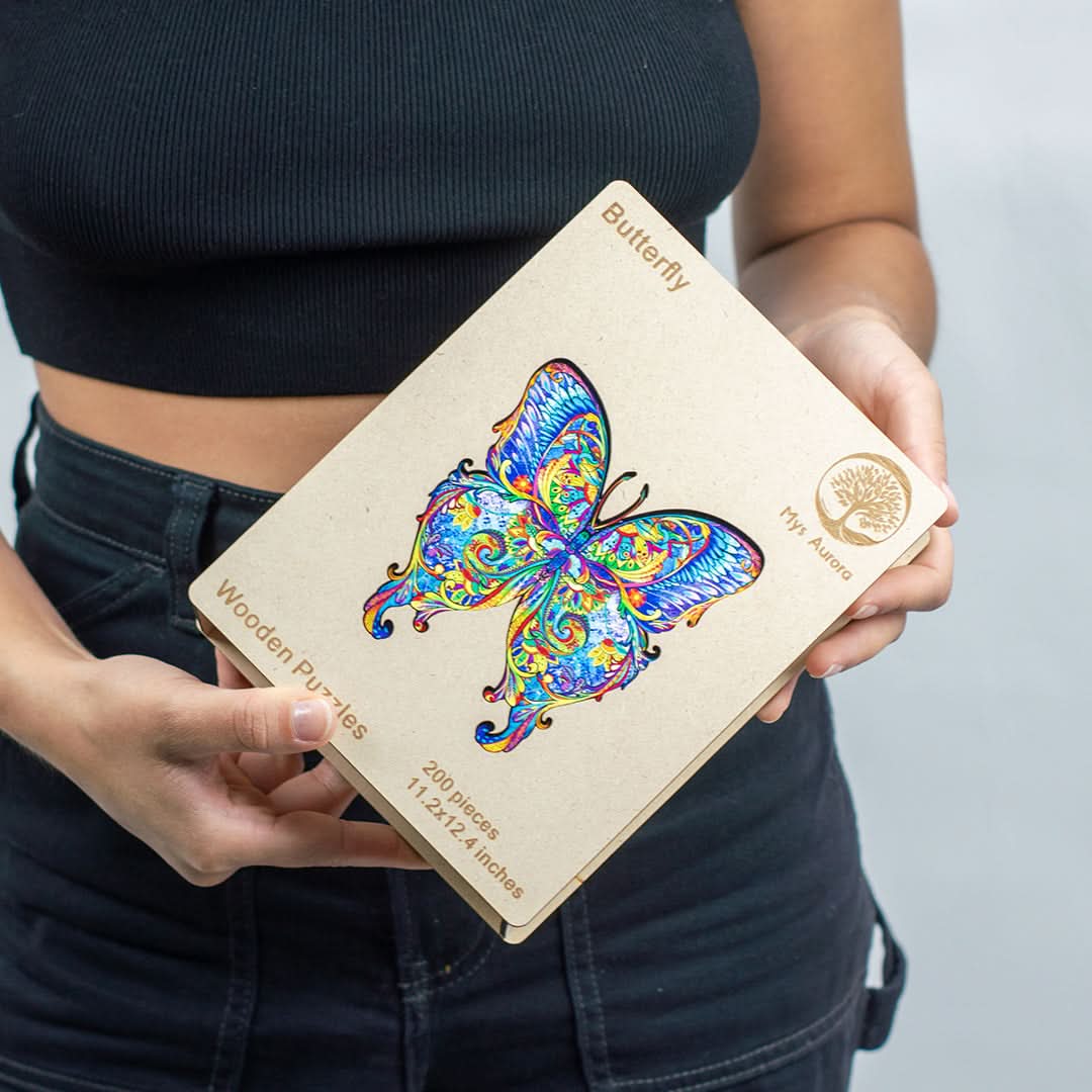 Puzzle de Madera de 200 Piezas Diseño Mariposa