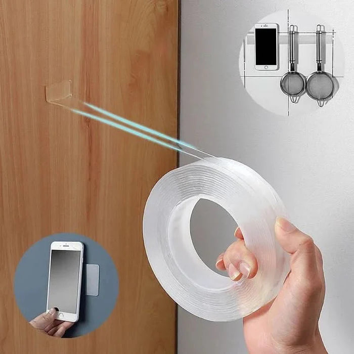 Pack de 3 Cintas de Doble Faz Transparente Pegamucho de 5m Leisel