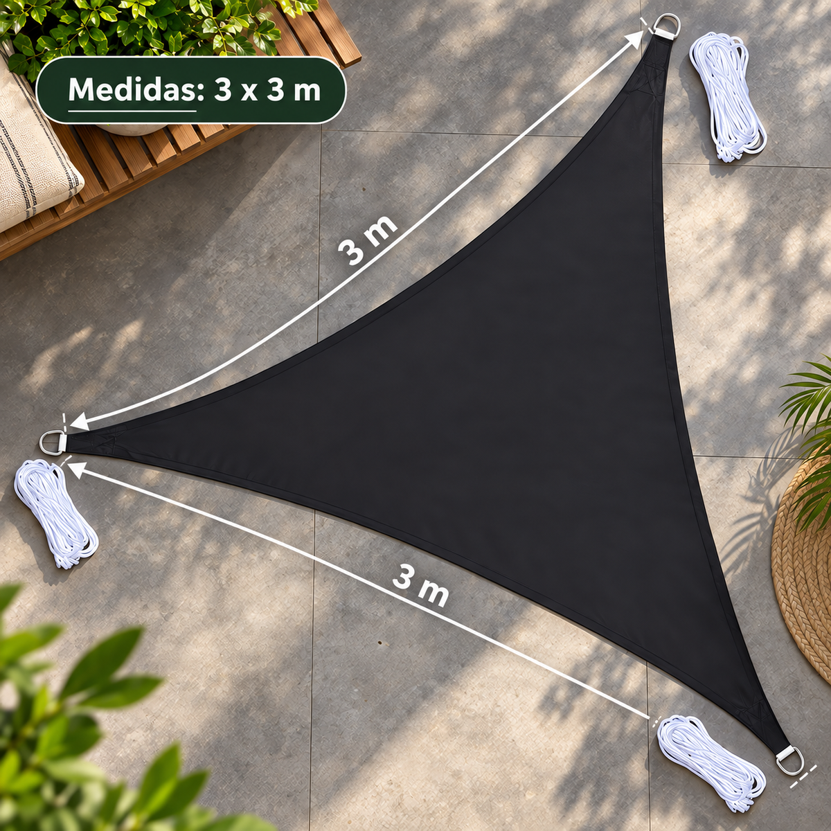 Malla Parasol Triangular Vela Impermeable