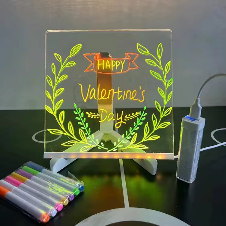 Pizarra Led de Acrilico USB con Marcadores y Soporte