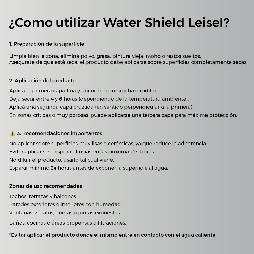 Agente Sellador Water Shield Marca Leisel 1 Litro