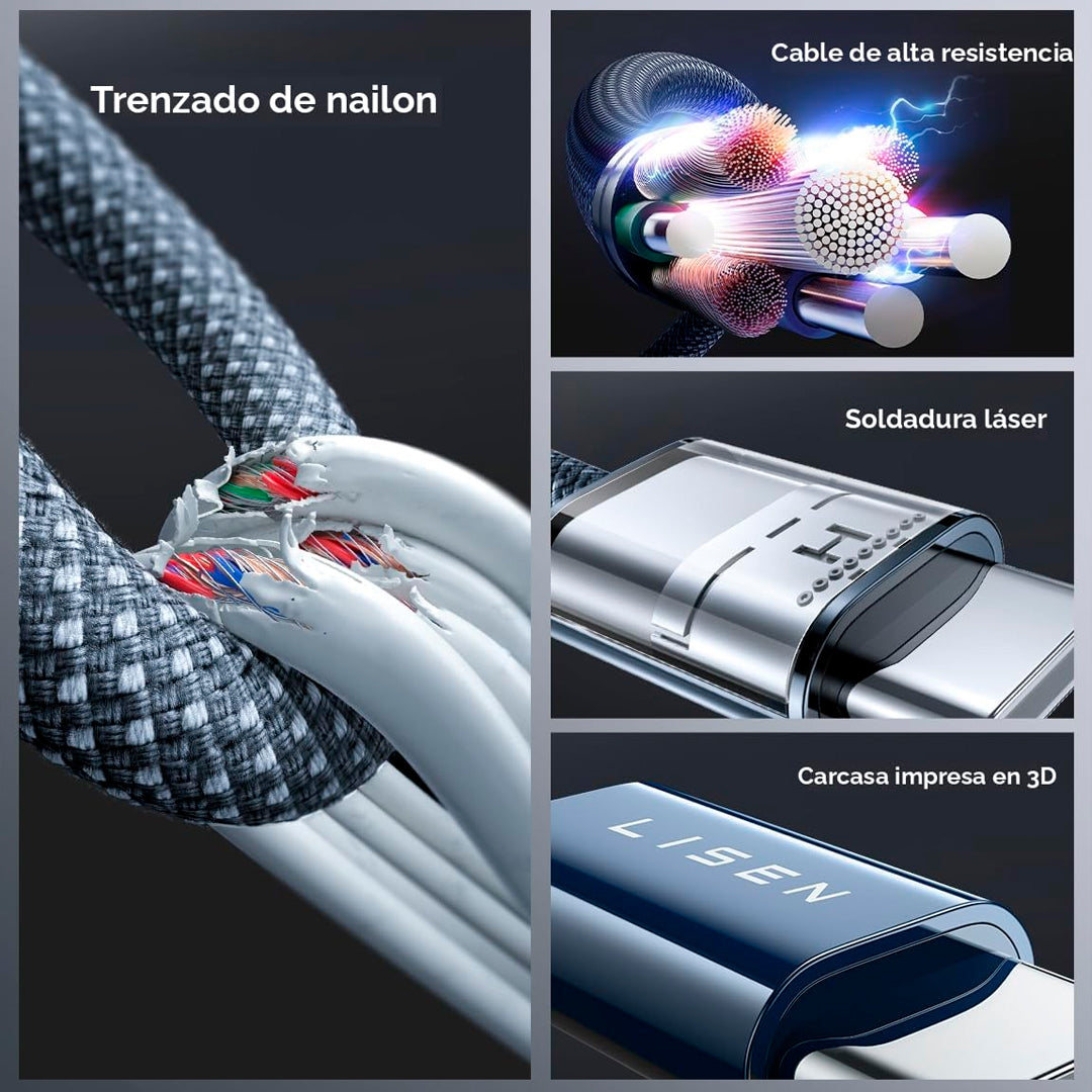 Cable LISEN Carga Rapida usb C 3.0 Trenzado
