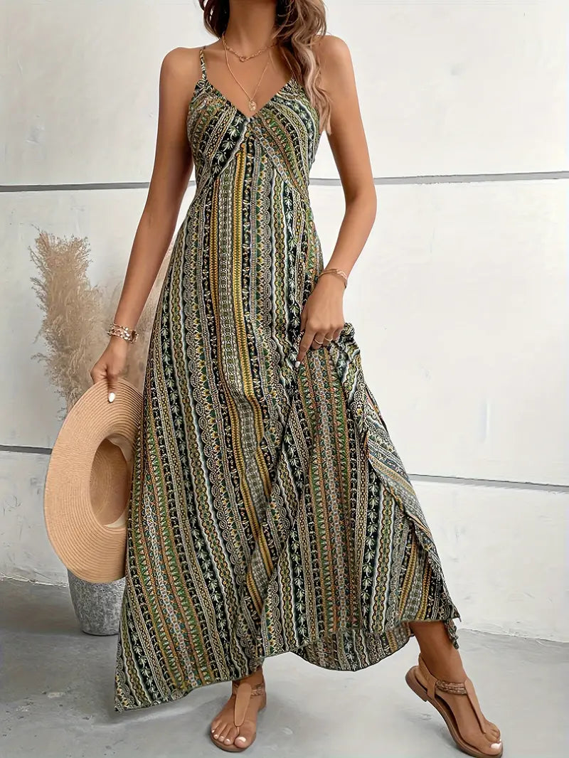 Vestido Largo con Tirantes Etnic Espalda Cruzada