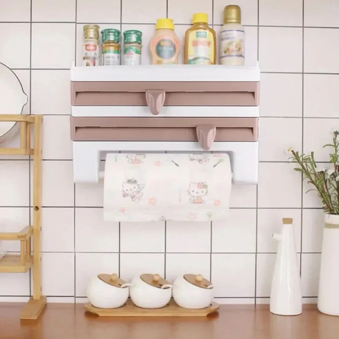 Soporte Dispensador y Cortador de Rollos 3 en 1 Premium