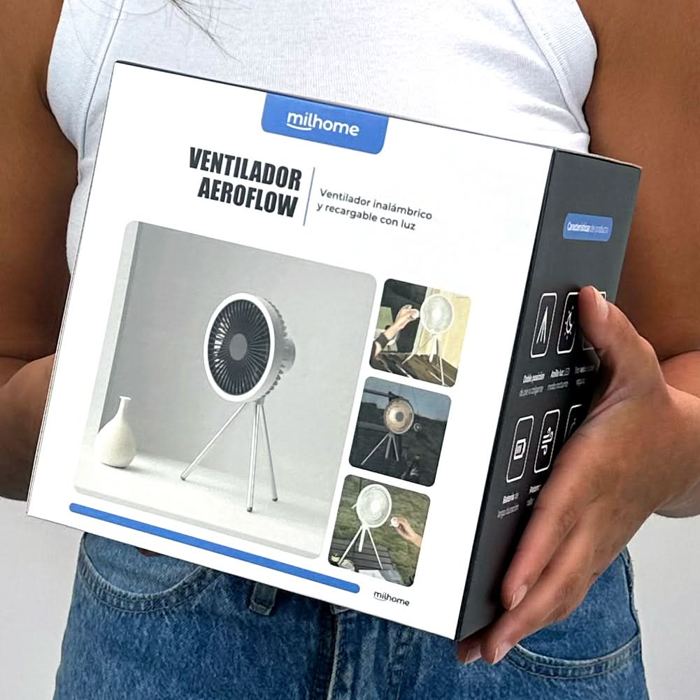 Ventilador Aeroflow Inalambrico y Recargable Milhome