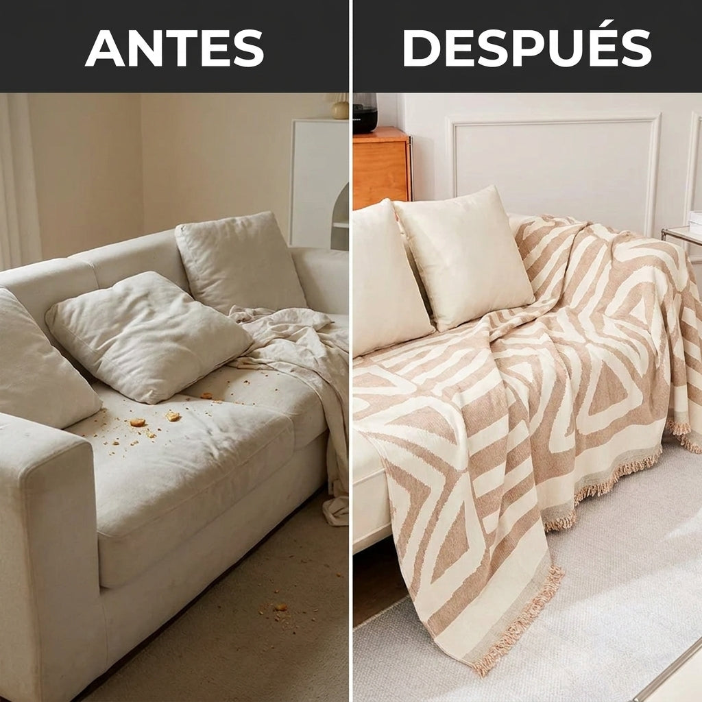 Manta Cubre Sofa de Chenilla Reversible