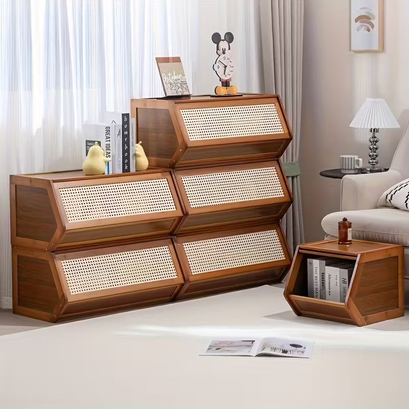 Canasto Apilable de Bambú con Puerta