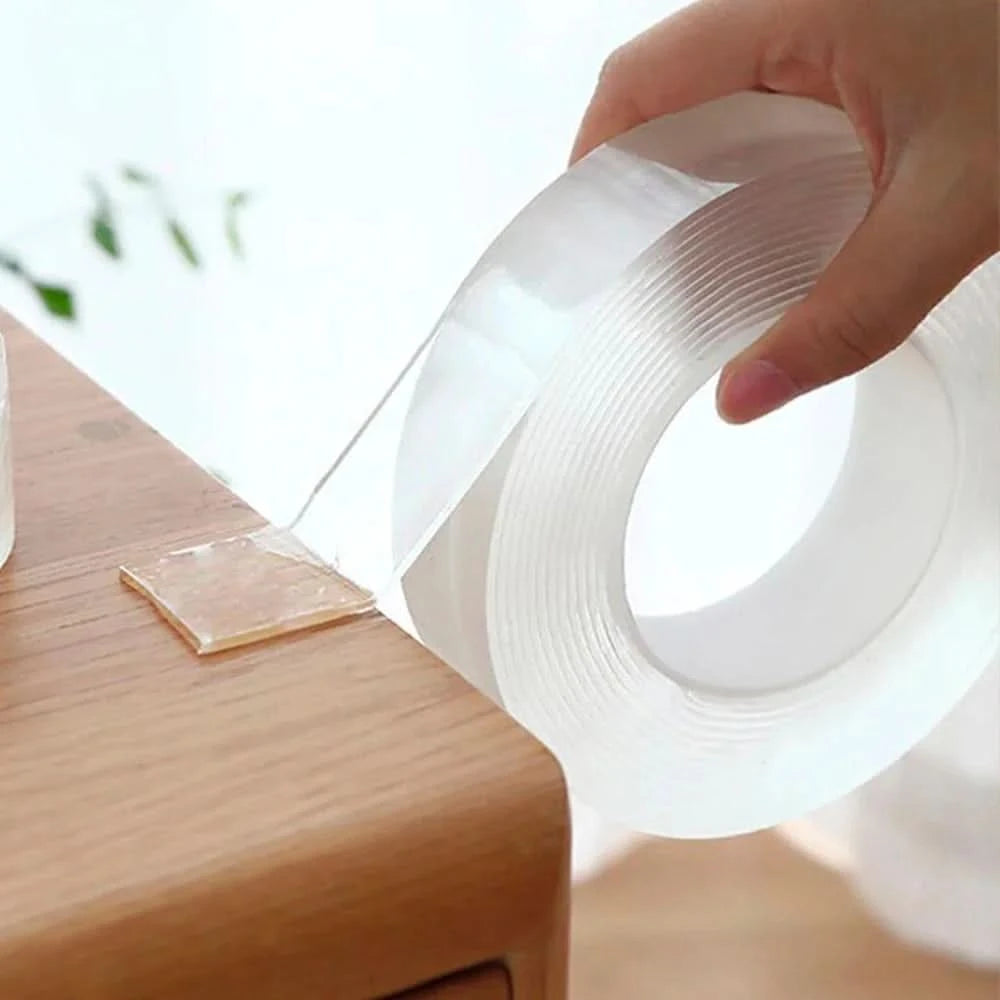 Cinta de Doble Faz Transparente Pegamucho de 5m Leisel