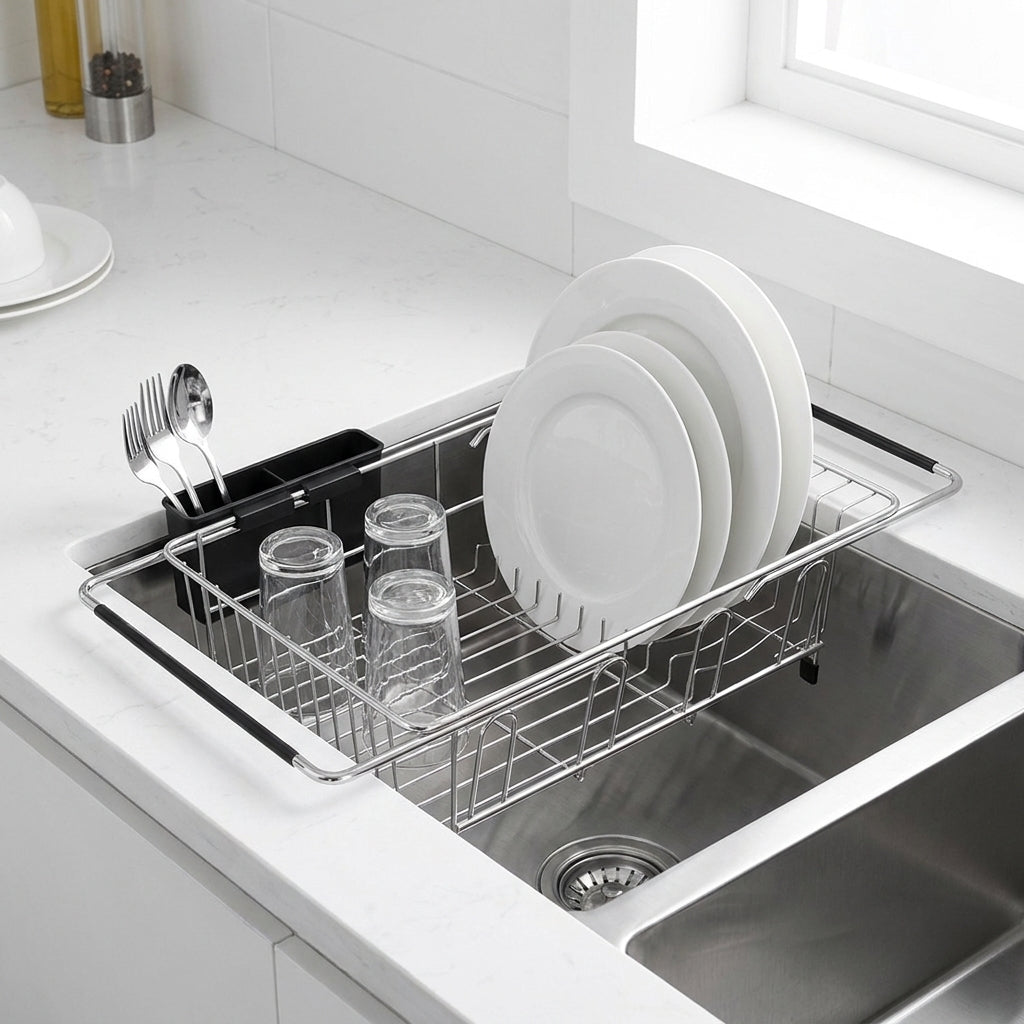 Escurridor de Platos Retráctil para Fregadero de Cocina