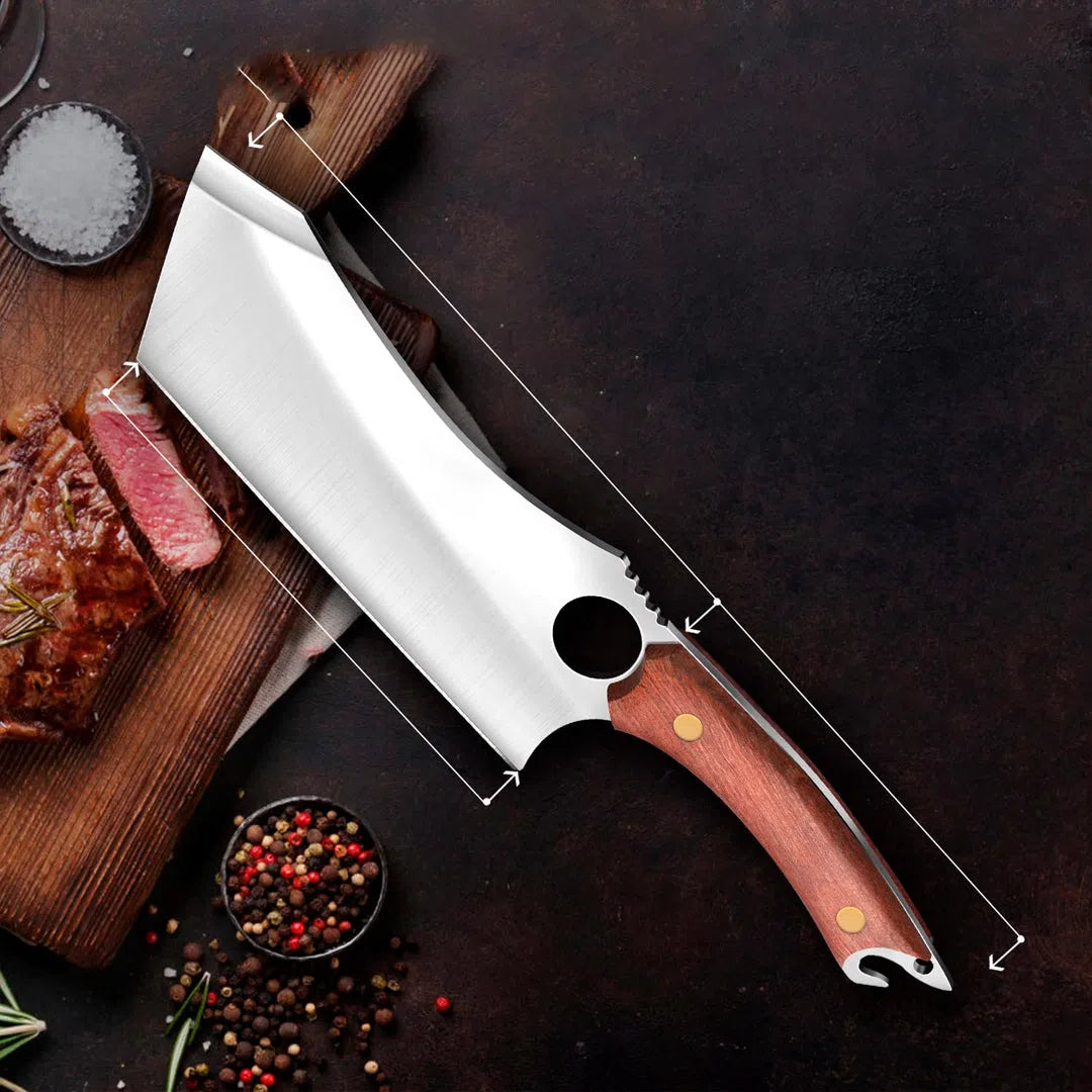 Cuchillo Hacha de cocina Kobe con mango de madera