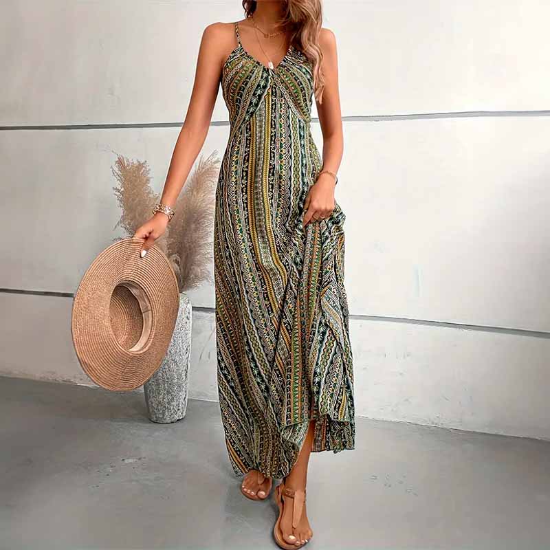 Vestido Largo con Tirantes Etnic Espalda Cruzada