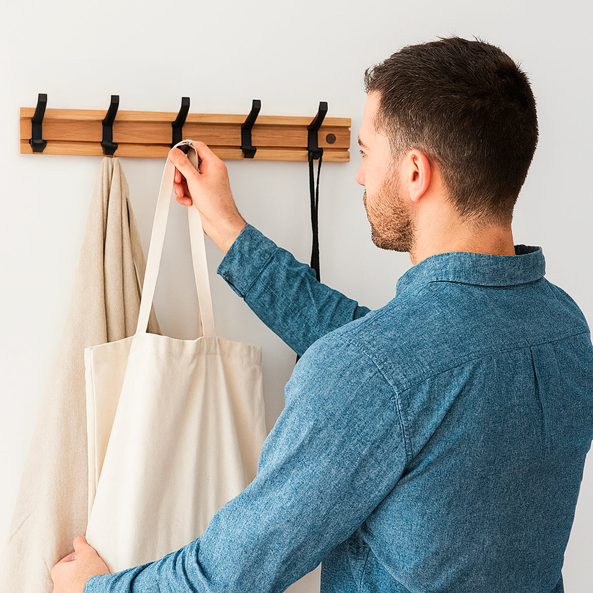 Perchero para Puerta Estilo Nordico con 5 Ganchos Deslizable