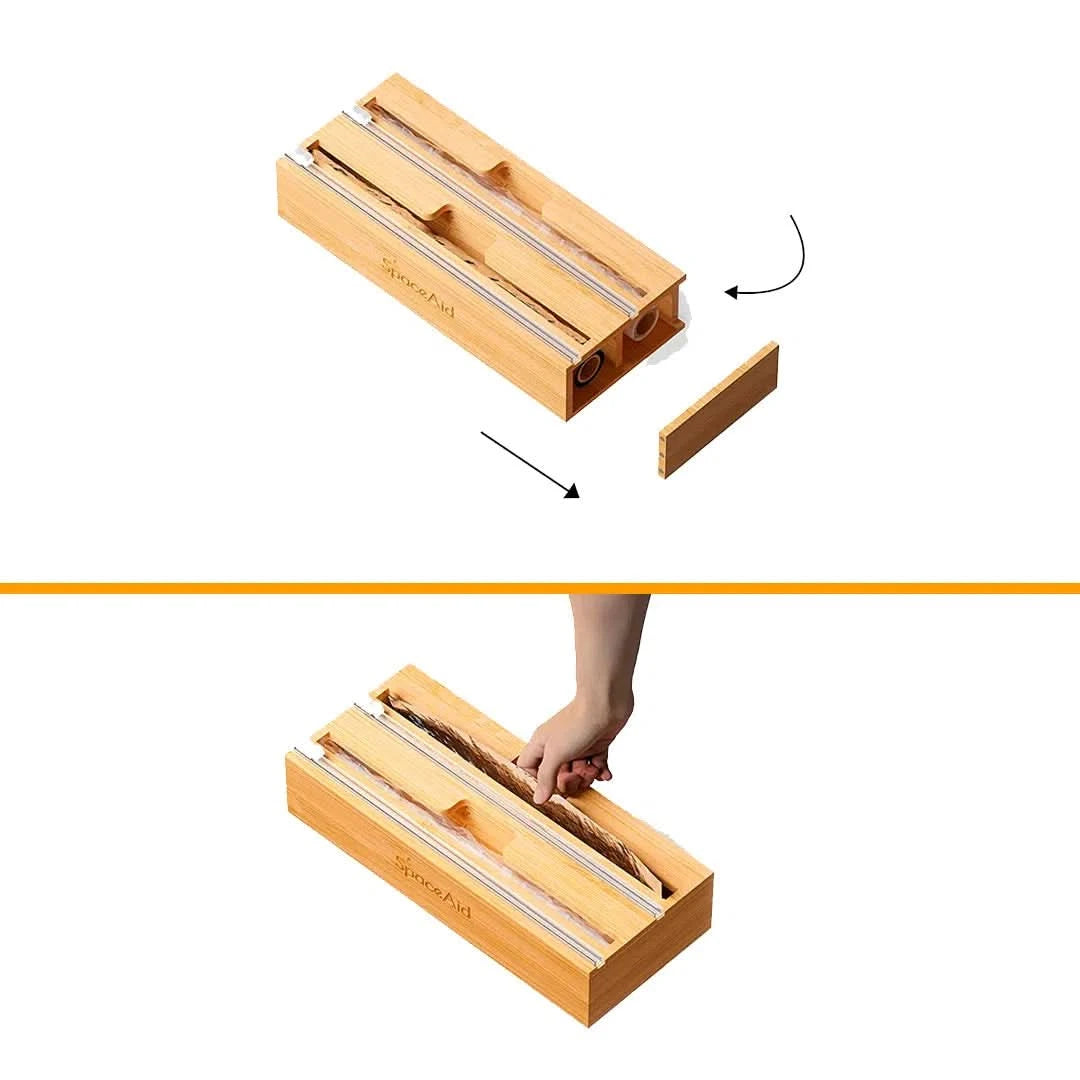 Organizador Porta Rollos de Cocina de Bambú