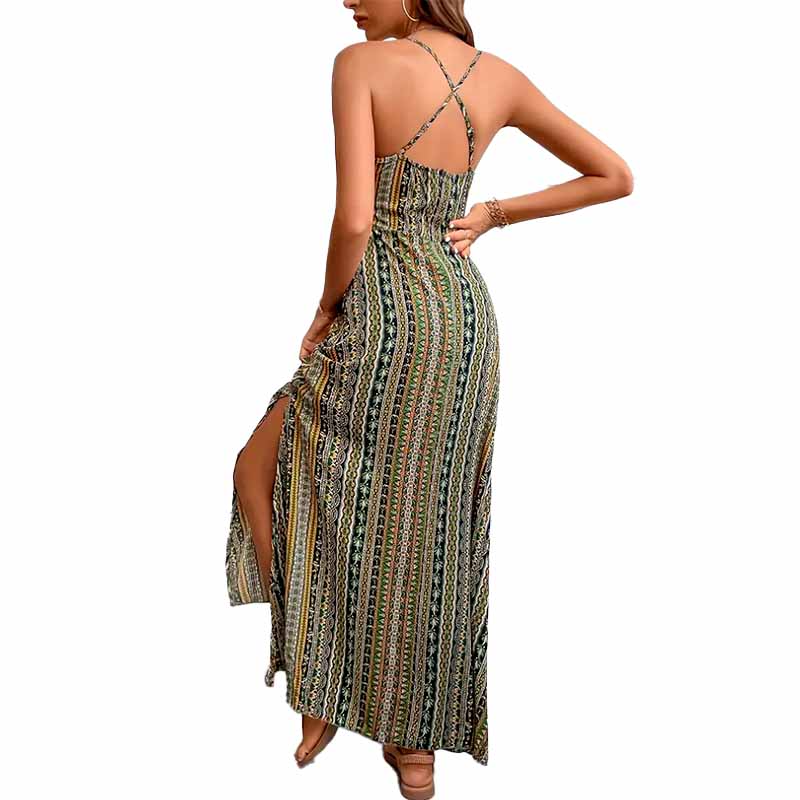 Vestido Largo con Tirantes Etnic Espalda Cruzada