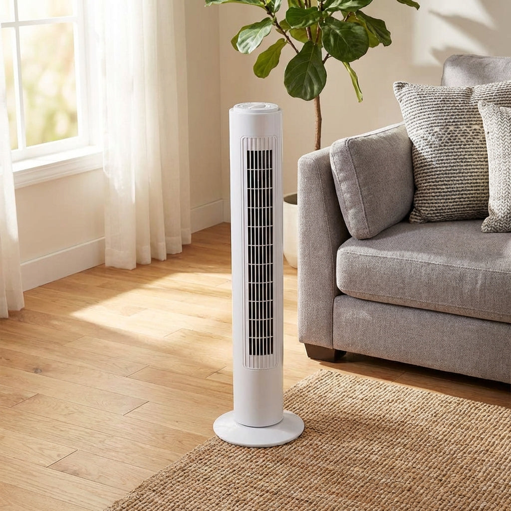 Ventilador de Torre Vertical Silencioso Oscilante Con Timmer