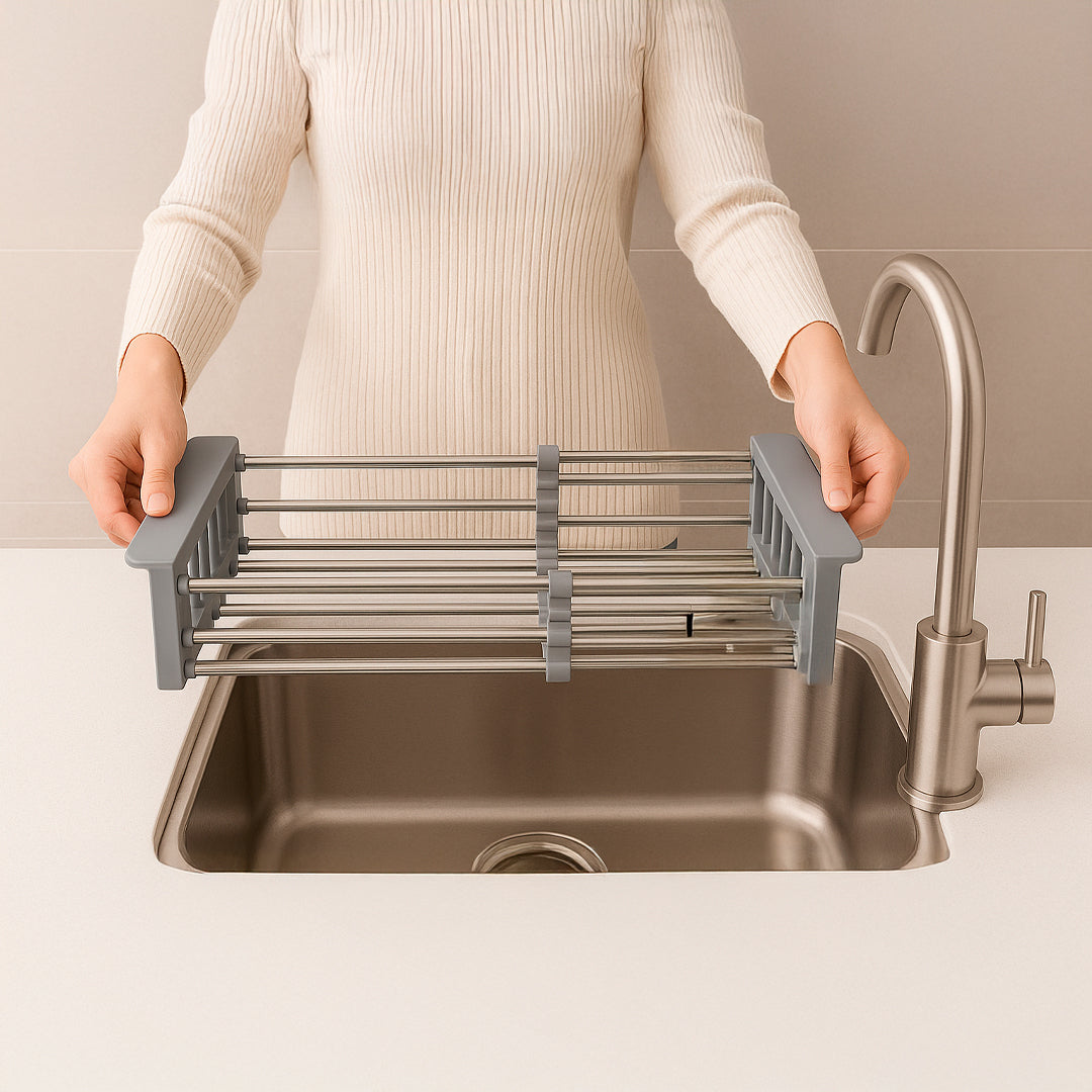 Escurridor Extensible de Acero y Plástico para Pileta