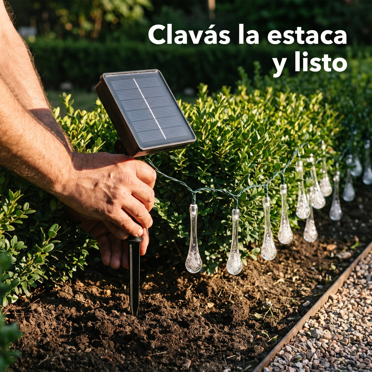 Guia de Luces Solares Drop Ip65 con Estaca - Estaca en el cantero
