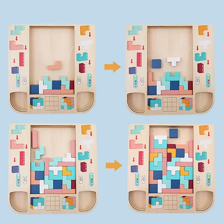 Juego Rompe Cabezas Tetris 3D de Madera