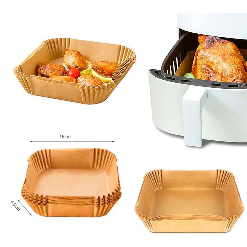 Pack de 50 Bandejas Cuadradas para Freidora sin Aceite