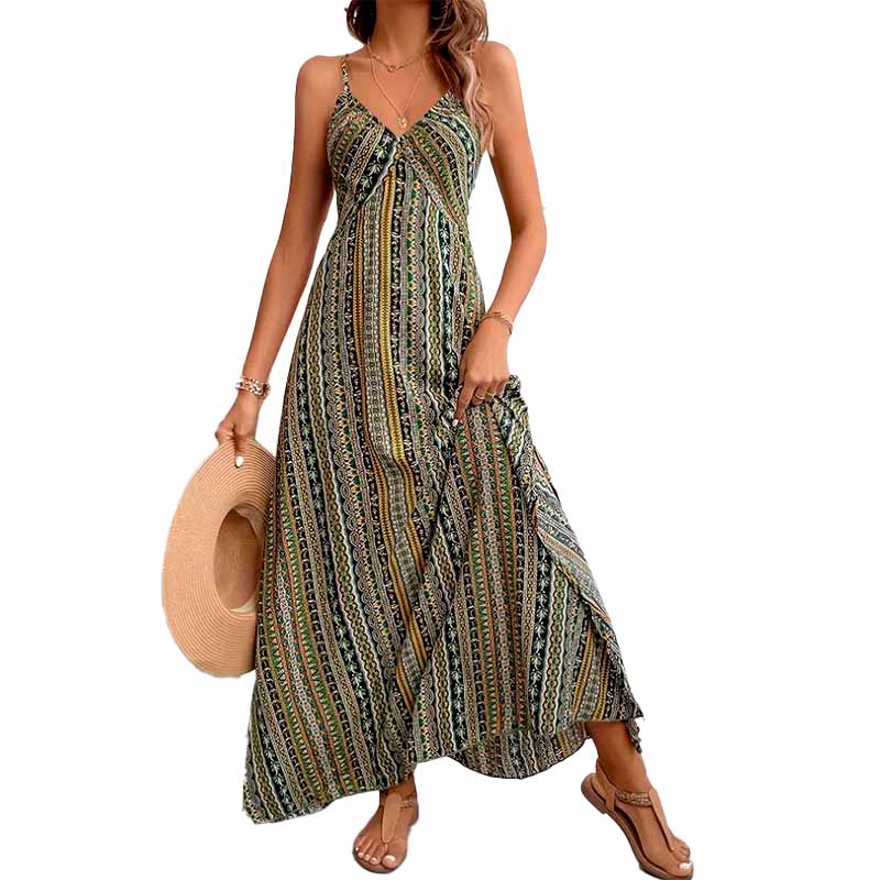 Vestido Largo con Tirantes Etnic Espalda Cruzada