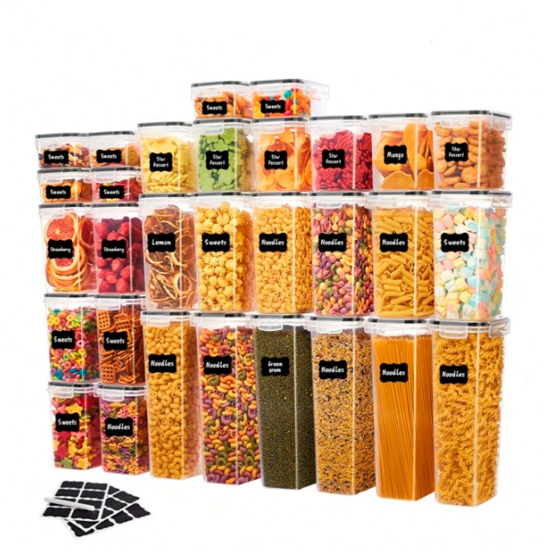 Set de 30 Frascos Recipientes Hermeticos Transparentes