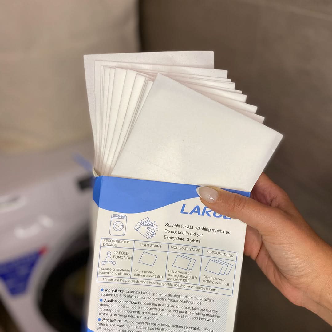 32 Hojas de Detergente Jabon ecológico para ropa LARGE