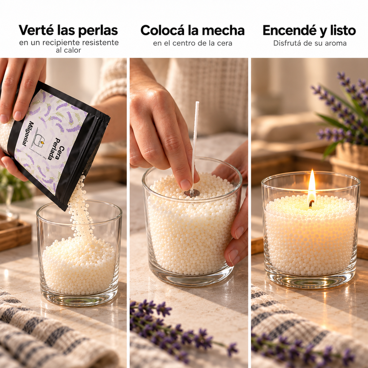 Cera Perlada para Vela Milgenial