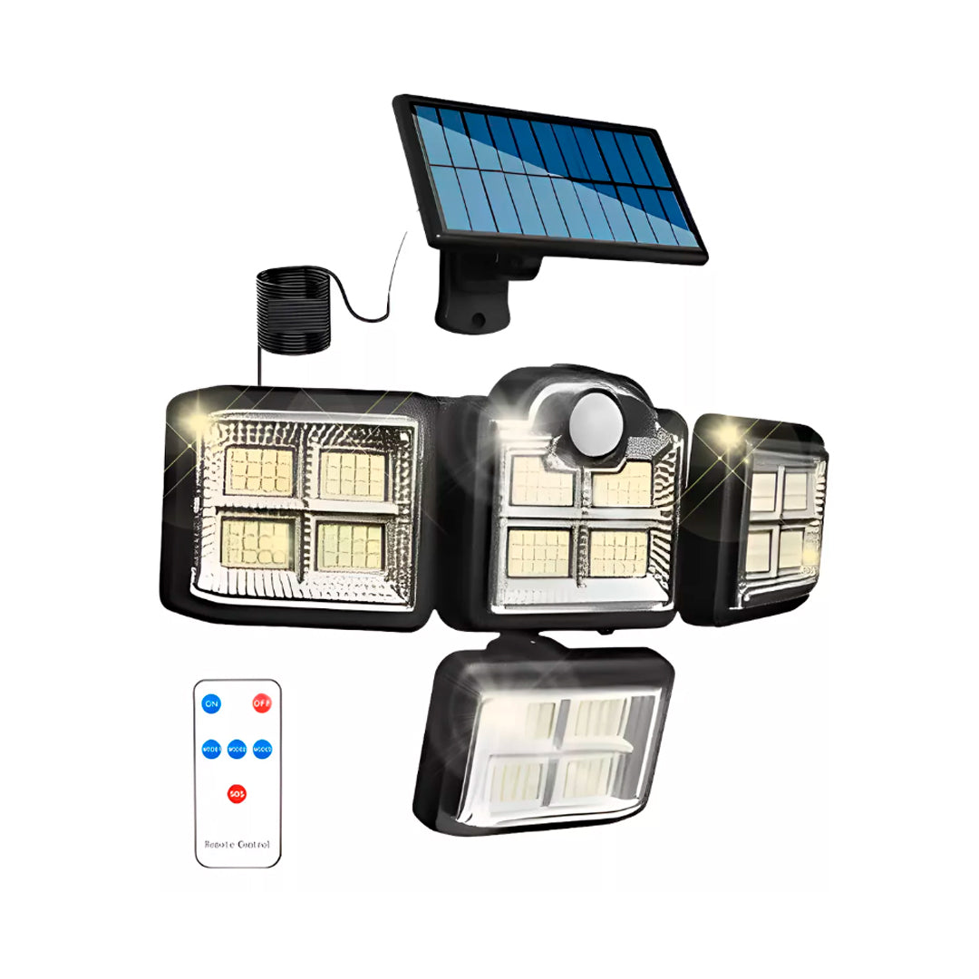 Foco Solar 4 Modulos 35w 2400MAH 198 Leds