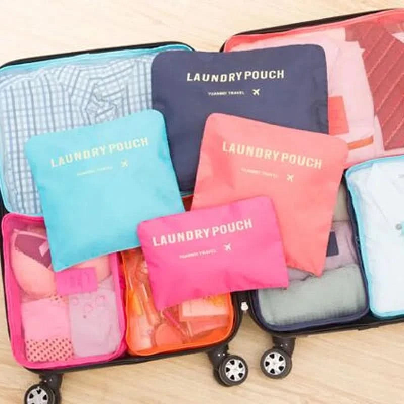 Set de 6 Bolsas Organizadoras para Viajes Varios Tamaños