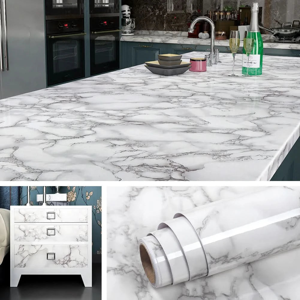 Papel Adhesivo Simil Marmol Impermeable Milhome 10mts
