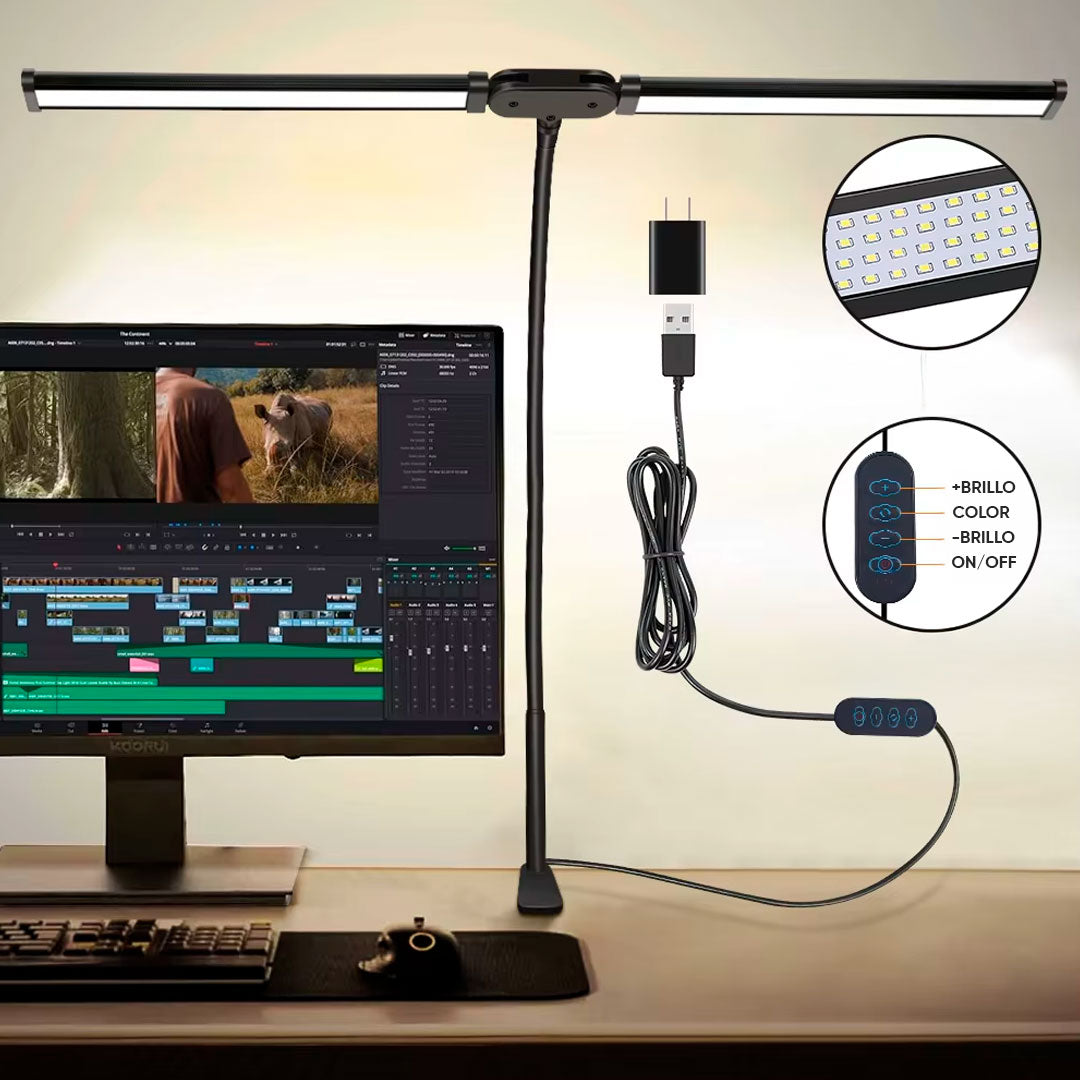 Lampara Led Doble de Escritorio Regulable