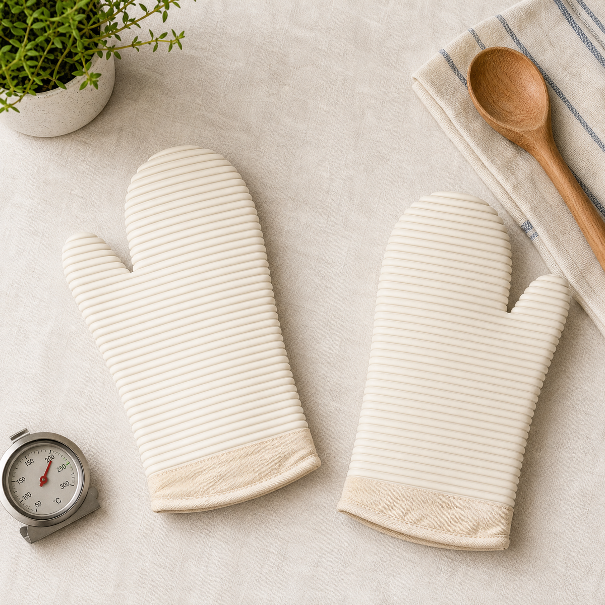 Juego de Guantes de horno de Silicona con Puño de Algodón