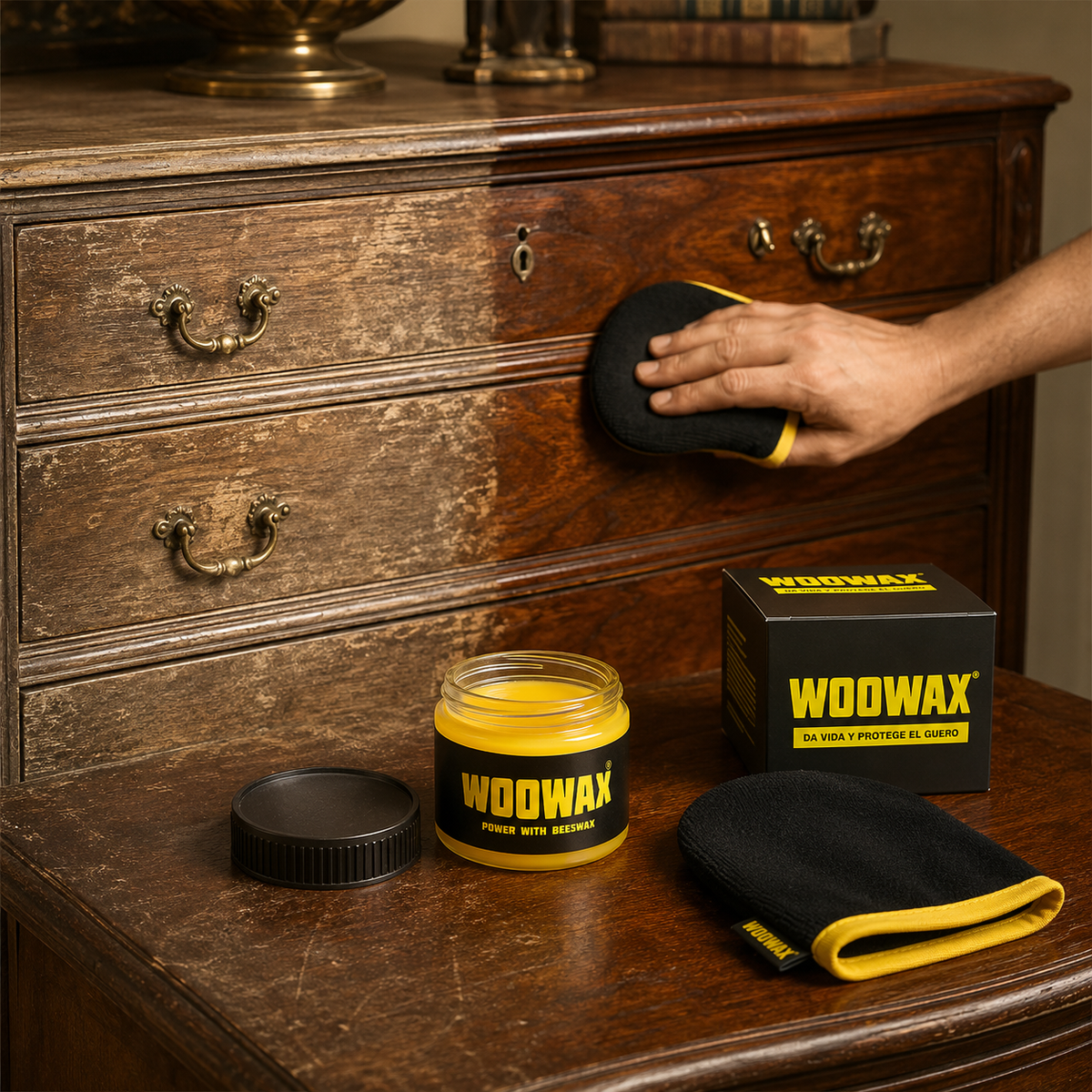 Pack de 3 + 1 GRATIS - Lustrador de Muebles y Madera de Cera de Abejas WooWax