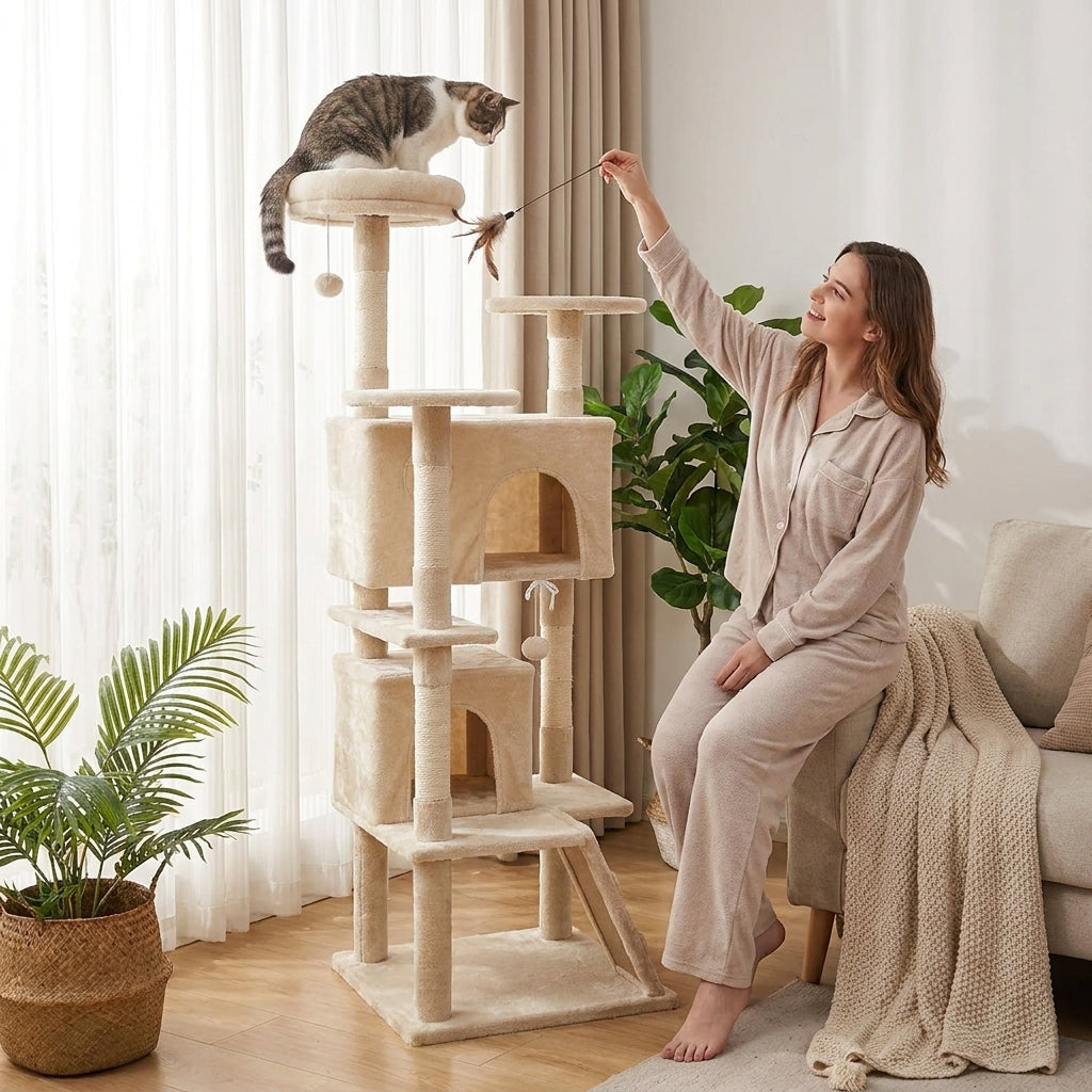 Torre de Actividades para Gatos con Postes Rascadores