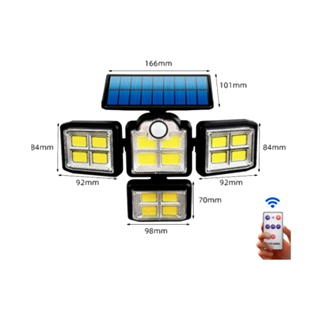 Foco Solar 4 Modulos 35w 2400MAH 198 Leds