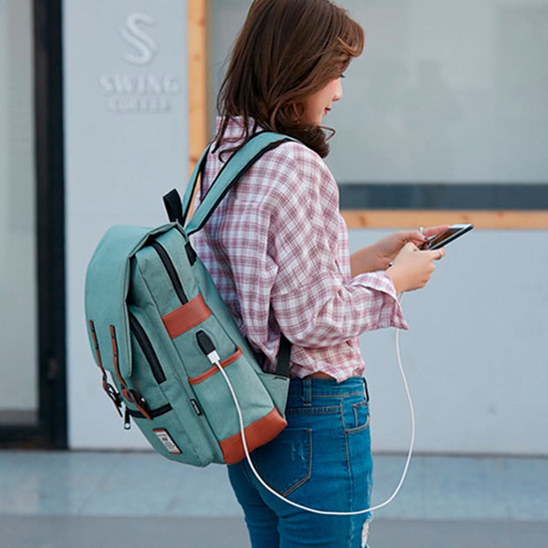 Mochila Canvas 16 Pulgadas con Varios Compartimientos